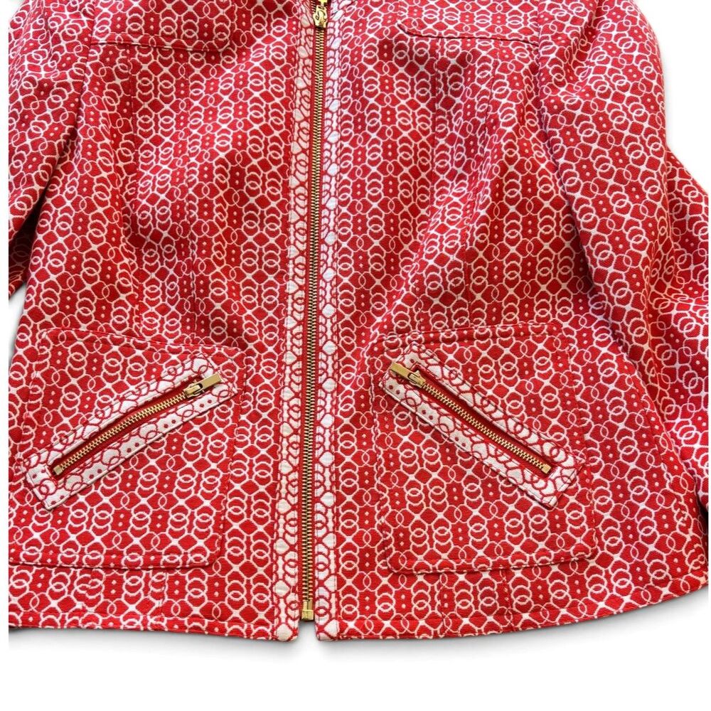 Jones New York Signature Petite Blazer 2P Red White Print Zip Front NWT - Picture 12 of 12